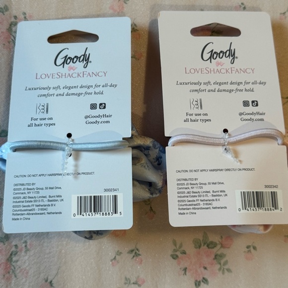 LOVESHACKFANCY X WET BRUSH Pink and Blue Elastic Ponytail Flowers Set NWT